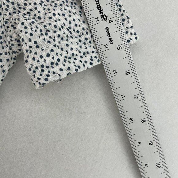 Old Navy Blouse Women's XS White Black Smocked Polka Dot Off the Shoulder Peplum - Picture 4 of 10